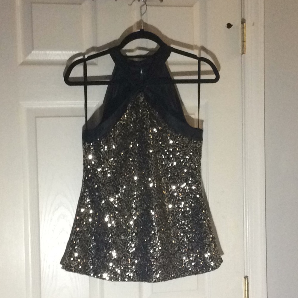 Gold and black sequin top